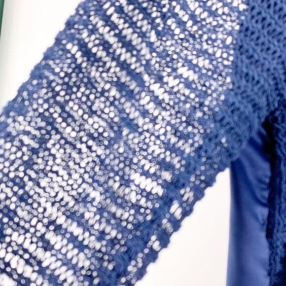 Princess Vera Wang Cropped Blue Cardigan Size Junior’s Large Small Flaw - Picture 8 of 15